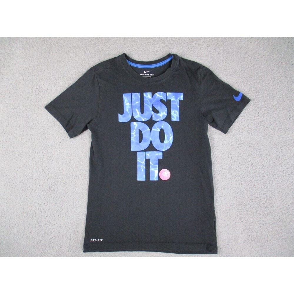 Nike T-Shirt Mens Small Black Short Sleeve Tee Just Do It Dri Fit Basketball
